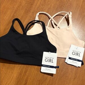 NWT Athleta Girl Bundle of two Upbeat Bras, a Black & Pink Bras Size L/12